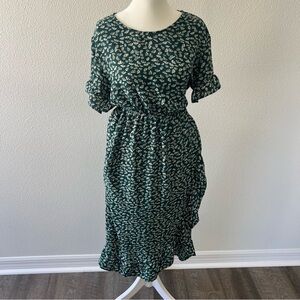 [Miami]  Green Floral Midi Dress